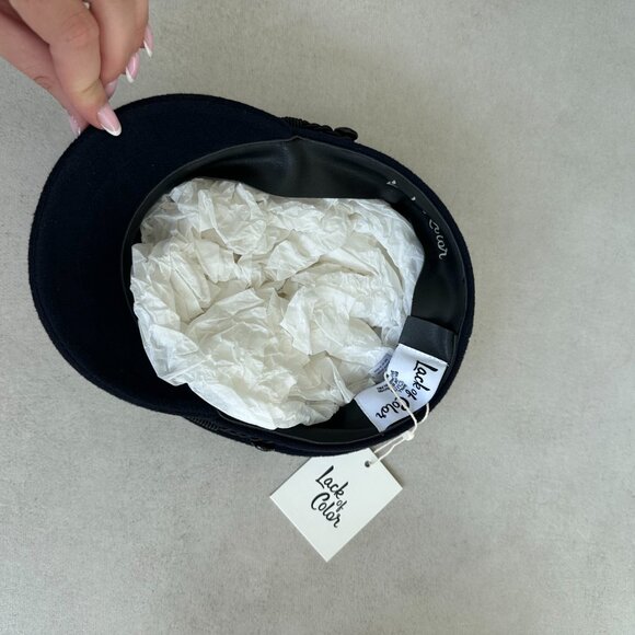 NWT Lack Of Color Riviera Baker Boy Cap In Navy Vintage Gonzo Ribbon